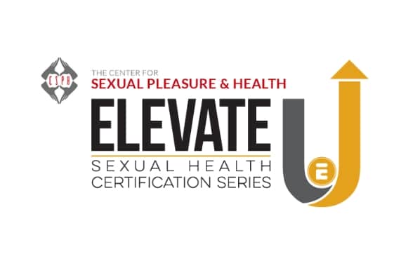 Sex ed classes, Elevate U logo white background black yellow and grey font,, and the CSPH logo