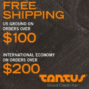 Tantus, Inc, brown background with orange font.